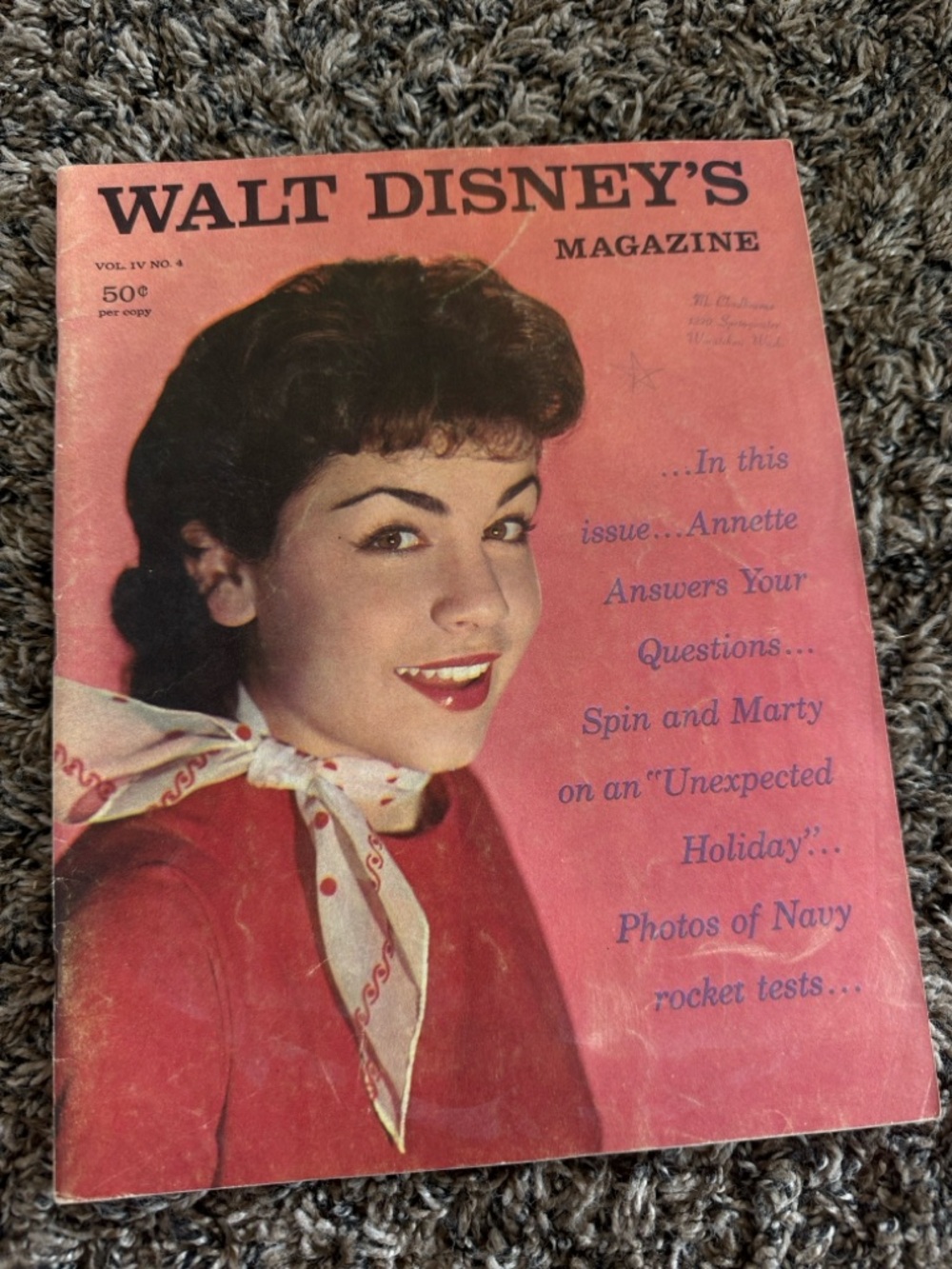 Walt Disney Vintage Pink Cover magazine 1959